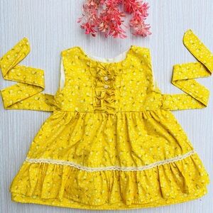 Yellow Floral Kids Casual Dress